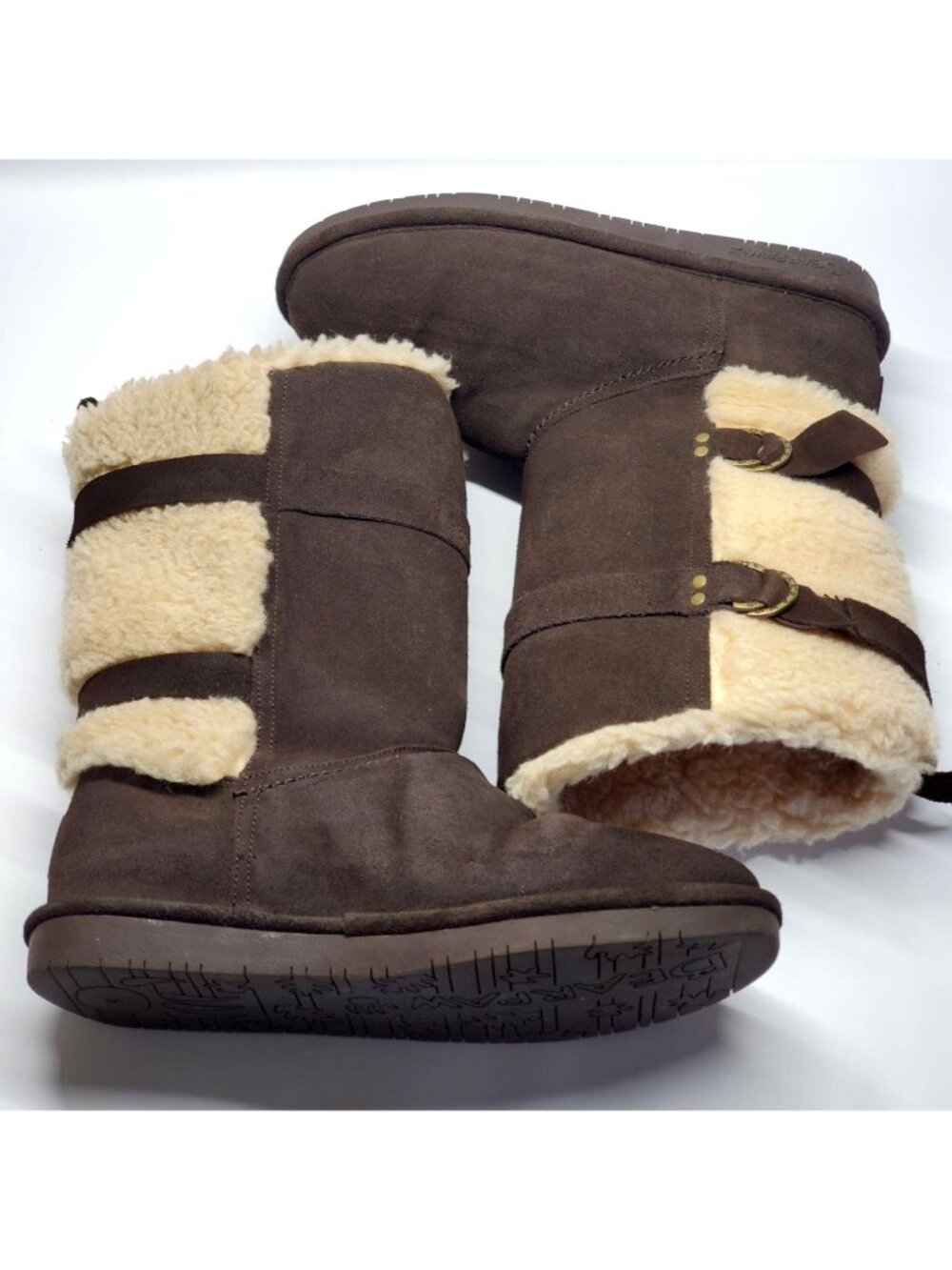 Bearpaw Women's Brown Suede & Fur Mid-Calf Winter Boots Size 9 552